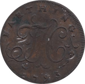 1793 FARTHING TOKEN ISACC NEWTON - FARTHING TOKEN - Cambridgeshire Coins