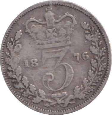 1876 THREEPENCE ( FINE ) - Three Half Pence - Cambridgeshire Coins