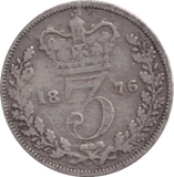 1876 THREEPENCE ( FINE ) - Three Half Pence - Cambridgeshire Coins