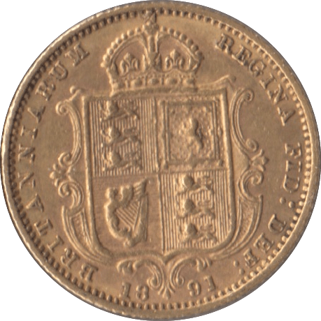 1891 GOLD HALF SOVEREIGN ( GVF ) - Half Sovereign - Cambridgeshire Coins