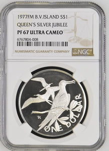 1977 SILVER $1 BRITISH VIRGIN ISLAND QUEEN'S JUBILEE ( NGC ) PF67 ULTRA CAMEO - NGC SILVER COINS - Cambridgeshire Coins