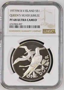 1977 SILVER $1 BRITISH VIRGIN ISLAND QUEEN'S JUBILEE ( NGC ) PF68 ULTRA CAMEO - NGC SILVER COINS - Cambridgeshire Coins