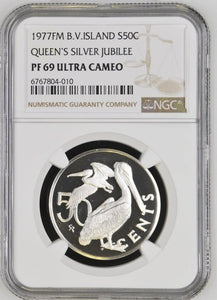 1977 SILVER 50 CENTS BRITISH VIRGIN ISLAND QUEEN'S JUBILEE ( NGC ) PF69 ULTRA CAMEO - NGC SILVER COINS - Cambridgeshire Coins