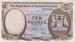 1977 TEN POUNDS BANK OF SCOTLAND REF SCOT-19 - SCOTTISH BANKNOTES - Cambridgeshire Coins