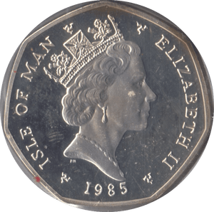 1985 SILVER PROOF CHRISTMAS 50P BI PLANE ISLE OF MAN - 50P CHRISTMAS COINS - Cambridgeshire Coins