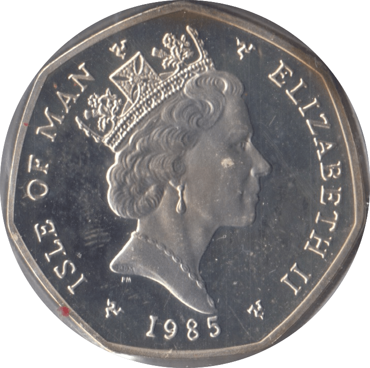 1985 SILVER PROOF CHRISTMAS 50P BI PLANE ISLE OF MAN - 50P CHRISTMAS COINS - Cambridgeshire Coins