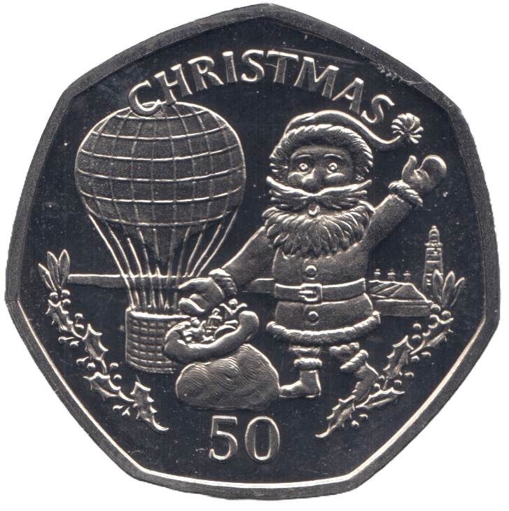 1994 CHRISTMAS 50P BALLOON GIBRALTAR PROOF - 50P CHRISTMAS COINS - Cambridgeshire Coins