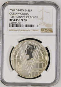 2001 SILVER £5 REVERSE QUEEN VICTORIA 100TH ANNIV. OF DEATH ( NGC ) PF69 - NGC SILVER COINS - Cambridgeshire Coins