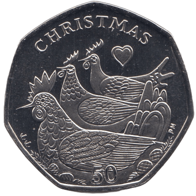 2007 CHRISTMAS 50P FRENCH HENS ISLE OF MAN ( PROOF ) 'AA' - 50P CHRISTMAS COINS - Cambridgeshire Coins