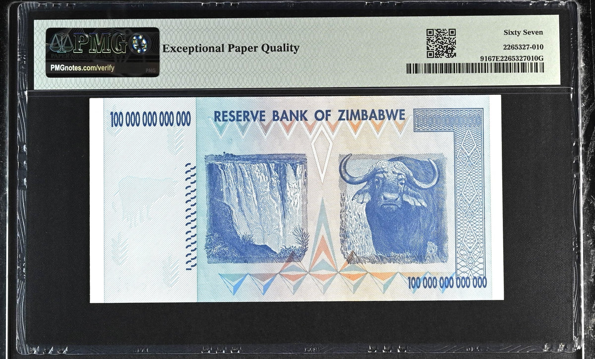 2008 ZIMBABWE 100 TRILLION DOLLARS RESERVE BANK P91 67 EPQ PMG PMG  CERTIFIED WORLD BANKNOTES Cambridgeshire Coins – Cambridgeshire Coins