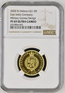 2020 GOLD £1.05 St.Helena East India Company Military Guinea Design ( NGC ) PF 69 ULTRA CAMEO - NGC GOLD COINS - Cambridgeshire Coins