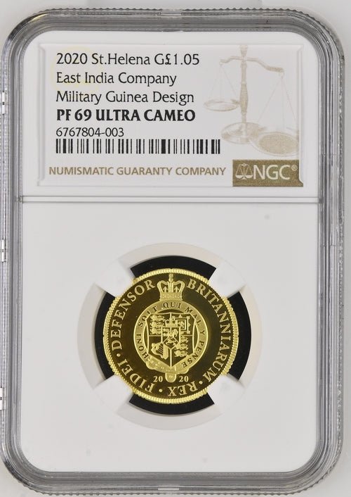 2020 GOLD £1.05 St.Helena East India Company Military Guinea Design ( NGC ) PF 69 ULTRA CAMEO - NGC GOLD COINS - Cambridgeshire Coins