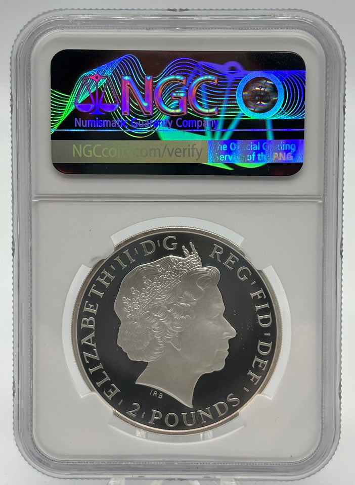 2014 SILVER PROOF QUEEN ANNE 300TH ANNIVERSARY £5 ( NGC PF69 ULTRA CAMEO )