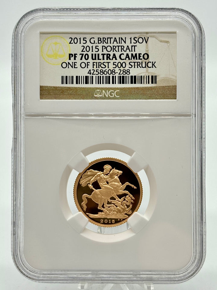 2015 GOLD SOVEREIGN (NGC) PF70 ULTRA CAMEO ONE OF FIRST 500 STRUCK 2015 PORTRAIT