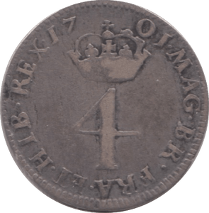 1701 MAUNDY FOURPENCE ( FINE ) - Maundy Coins - Cambridgeshire Coins