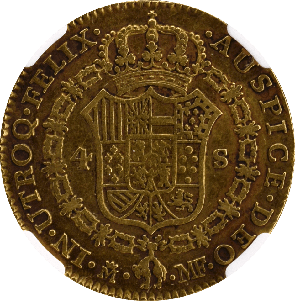 1789 M GOLD MF SPAIN 4E (NGC) VF 35 - NGC CERTIFIED COINS - Cambridgeshire Coins