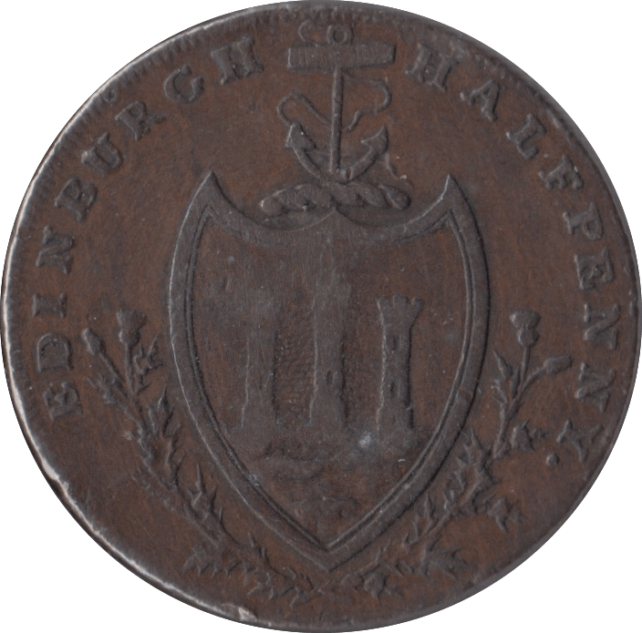 1791 HALFPENNY TOKEN EDINBURGH HALFPENNY TOKEN Cambridgeshire Coins 1791-halfpenny-token-edinburgh-halfpenny-token-cambridgeshire-coins