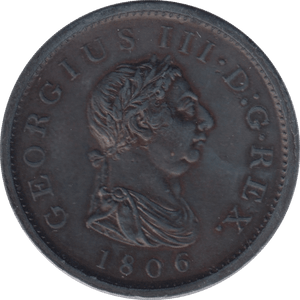 1806 PENNY ( AUNC ) 3 - Penny - Cambridgeshire Coins