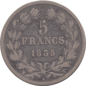 1835 FRANCE 5 FRANCS - SILVER WORLD COINS - Cambridgeshire Coins