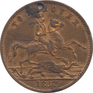 1837 HANOVER TOKEN HOLED - Token - Cambridgeshire Coins