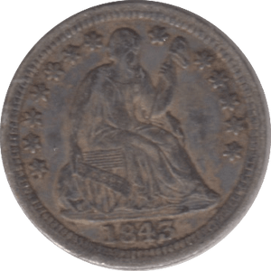 1843 SILVER HALF DIME USA - SILVER WORLD COINS - Cambridgeshire Coins