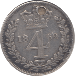 1862 MAUNDY FOURPENCE ( GVF ) HOLED - Maundy Coins - Cambridgeshire Coins