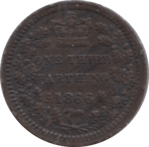 1866 ONE THIRD FARTHING ( GVF ) - Half Farthing - Cambridgeshire Coins