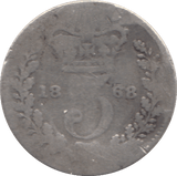 1868 SILVER THREEPENCE ( FAIR ) - Cambridgeshire Coins