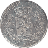 1873 SILVER BELGIUM 5 FRANCS VERY HIGH GRADE - SILVER WORLD COINS - Cambridgeshire Coins