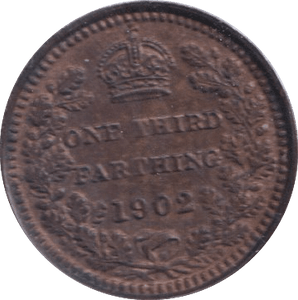 1902 ONE THIRD FARTHING ( EF ) - One Third Farthing - Cambridgeshire Coins