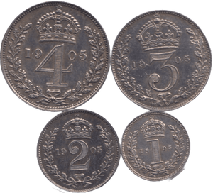 1905 MAUNDY SET EDWARD VII - Maundy Set - Cambridgeshire Coins
