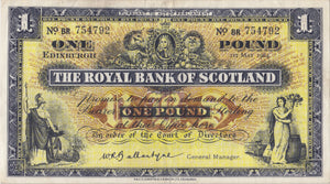 1964 ONE POUND ROYAL BANK SCOTLAND BANKNOTE REF SCOT-10 - SCOTTISH BANKNOTES - Cambridgeshire Coins