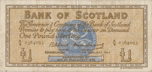 1964 ONE POUND SCOTTISH BANKNOTE REF SCOT-9 - SCOTTISH BANKNOTES - Cambridgeshire Coins
