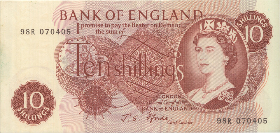 1970'S TEN SHILLINGS BANKNOTE FORDE USED - 10 Shillings Banknotes - Cambridgeshire Coins