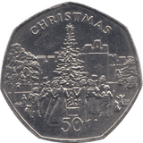 1982 CHRISTMAS 50P CHRISTMAS TREE ISLE OF MAN - 50P CHRISTMAS - Cambridgeshire Coins