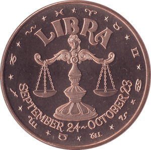 1oz FINE COPPER .999 STAR SIGNS LIBRA REF E75 - Copper 1 oz Coins - Cambridgeshire Coins