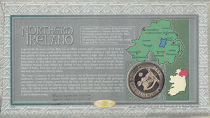 2001 NORTHERN IRELAND 25 ECU COIN COVER SIGNED BY JAMES NESBITT REF CC26 - coin covers - Cambridgeshire Coins