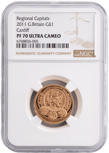 2011 GOLD PROOF £1 CARDIFF QUEEN ELIZABETH II (NGC) PF70 ULTRA CAMEO - NGC CERTIFIED COINS - Cambridgeshire Coins