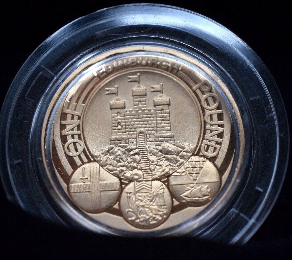 2011 GOLD PROOF £1 EDINBURGH CITY COIN SCRACE 1000 MINTED BOX AND COA