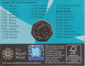2011 Royal Mint London 2012 Olympic 50p Sports Collection Pack BU Album Sailing - 50p Olympic BU Pack - Cambridgeshire Coins