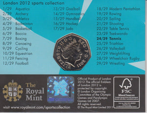 2011 Royal Mint London 2012 Olympic 50p Sports Collection Pack BU Album Tennis - 50p Olympic BU Pack - Cambridgeshire Coins
