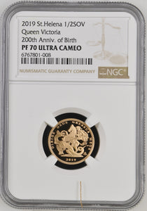 2019 GOLD PROOF HALF SOVEREIGN QUEEN VICTORIA 200TH ANNIVERSARY NGC PF 70 ULTRA CAMEO 02 - NGC CERTIFIED COINS - Cambridgeshire Coins