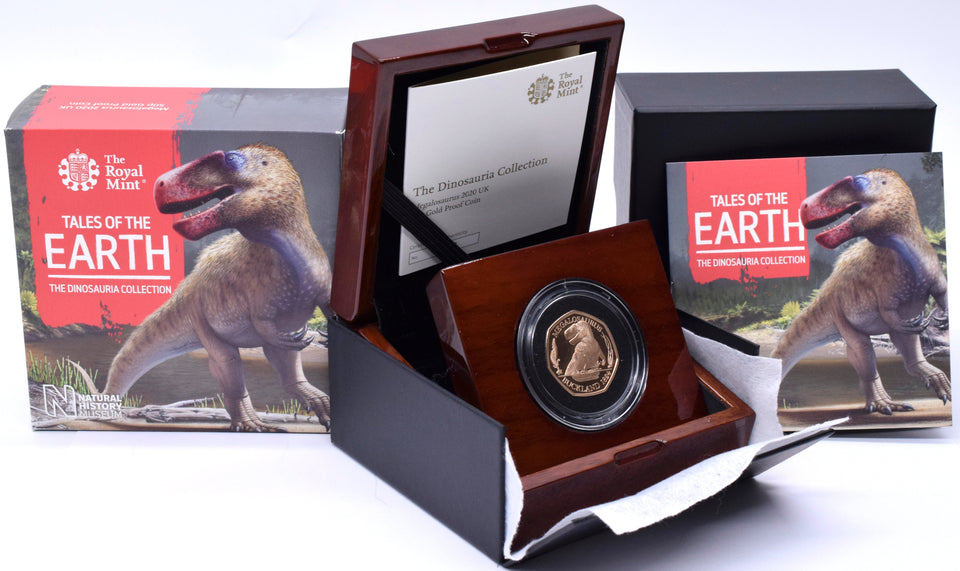 2020 Gold Proof 50p Fifty Pence Coin Megalosaurus Dinosauria Collection Royal Mint BOX + COA - Gold Proof 50p - Cambridgeshire Coins