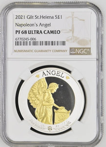 2021 GILT ST.HELENA S£1 NAPOLEON'S ANGEL ( NGC ) PF68 ULTRA CAMEO - NGC SILVER COINS - Cambridgeshire Coins