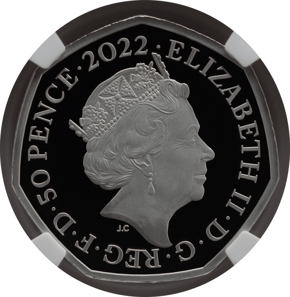 2022 Platinum Proof 50P Queen Elizabeth II PLATINUM JUBILEE (NGC) PF70 ULTRA CAMEO - NGC CERTIFIED COINS - Cambridgeshire Coins