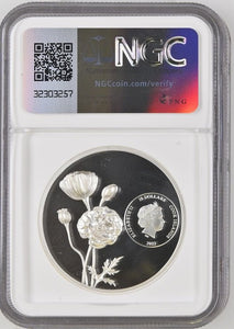2022 SILVER PROOF COOK ISLAND S$10 POPPY HIGH RELIEF ( NGC ) PF70 ULTRA CAMEO - NGC SILVER COINS - Cambridgeshire Coins