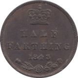 1843 HALF FARTHING ( GVF ) 9 - Half Farthing - Cambridgeshire Coins