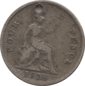1838 FOURPENCE ( GF ) HOLED - Fourpence - Cambridgeshire Coins