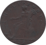1792 HALFPENNY TOKEN MIDDLESEX SHAKESPERE FEMALE MILLED DH928 ( REF 123 )