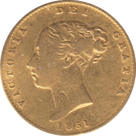 1851 GOLD HALF SOVEREIGN FINE Cambridgeshire Coins - Main Image